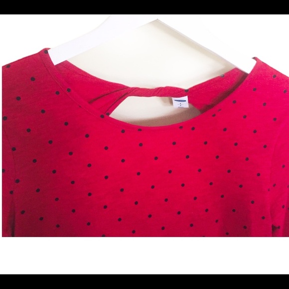 NWT OLD NAVY Twist Back Top With Polka Dot Print & Long Sleeves Red Size Medium - Picture 9 of 14